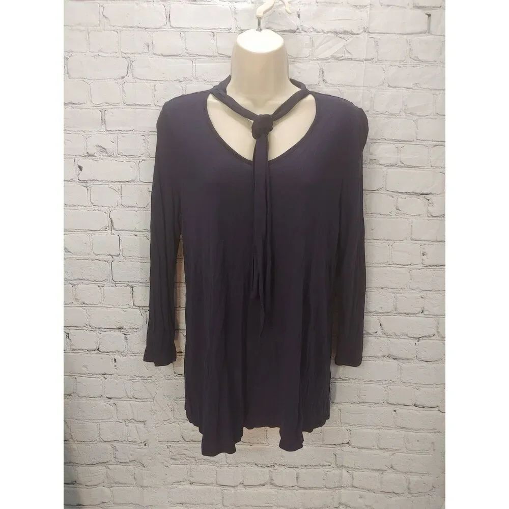 DG2 by Diane Gilman Navy Medium 100% Rayon Blouse